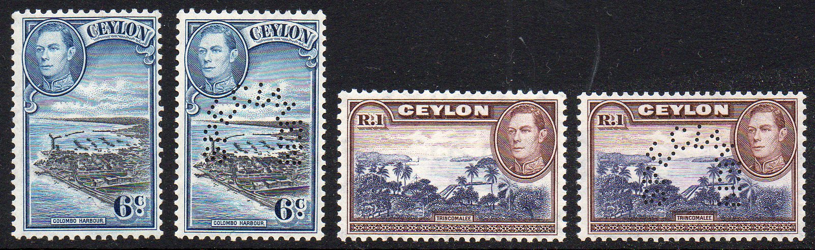 Ceylon 1938 George VI perforated Specimen